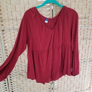 Old Navy Maternity jersey waist defined top, medium, red